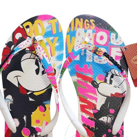 NWT Havaianas Disney Minnie Mouse Flip Flops Size 7/8 Made In Brazil - Picture 2 of 6